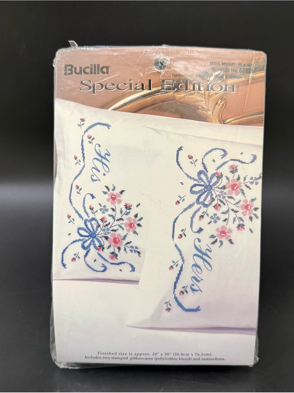Vintage BUCILLA 63326 SE Bridal Bouquet His & Hers Pillow Case Embroidery Kit